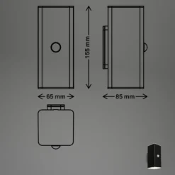 LED-Akku-Außenwandleuchte, schwarz, Sensor, up/down