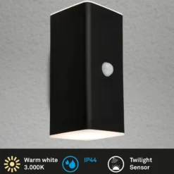 LED-Akku-Außenwandleuchte, schwarz, Sensor, up/down