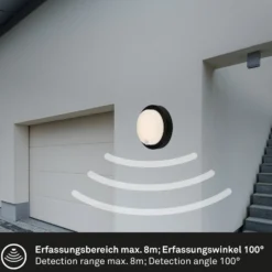 LED-Akku-Außenwandleuchte 3765015, Sensor, schwarz