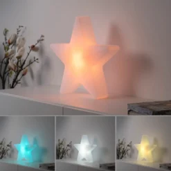 LED-Akku-Dekoleuchte Star, H. 39,5 cm, IP44, weiß, RGBW