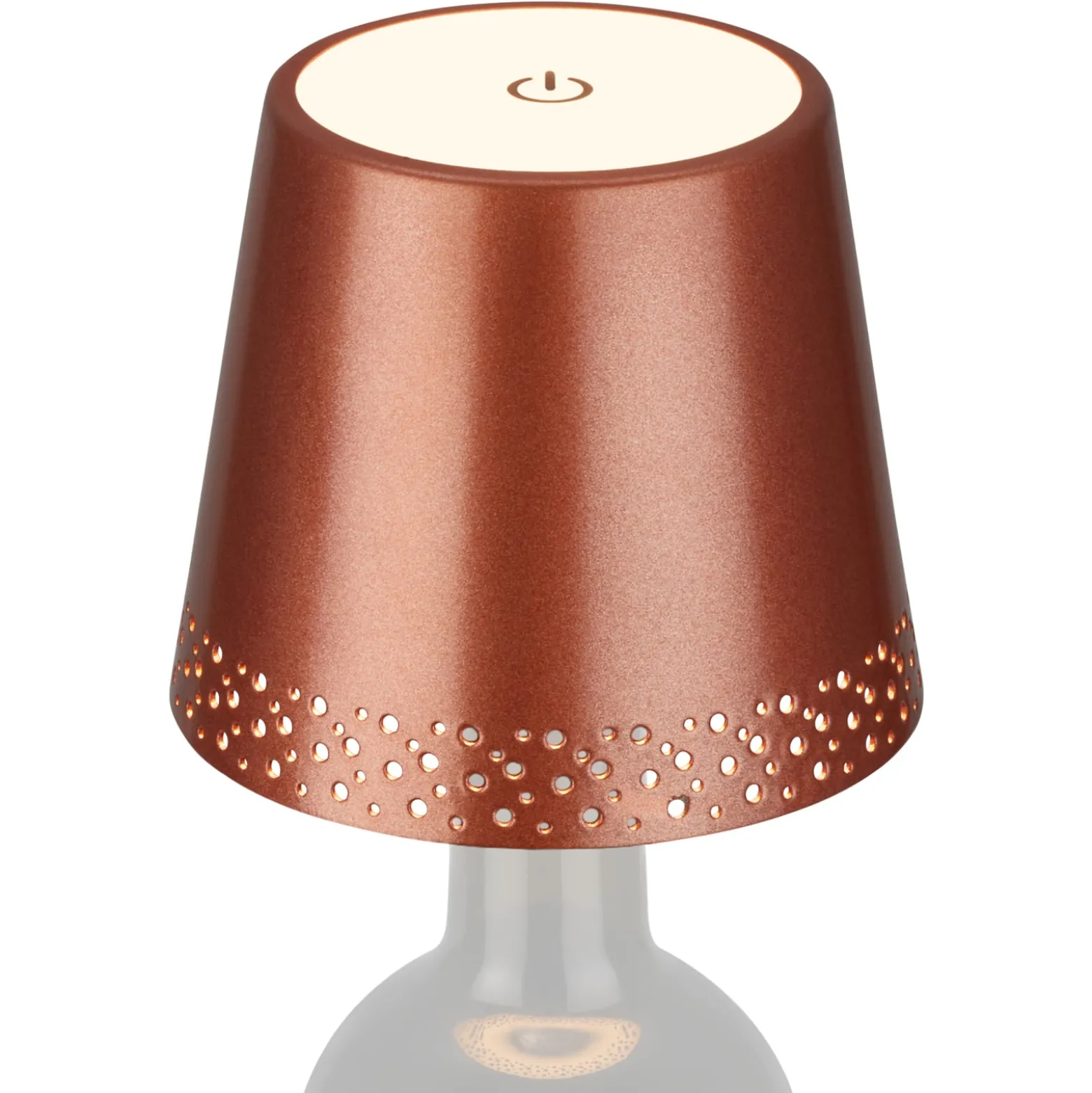 LED-Akku-Flaschenlicht IP44 mit Dimmer, kupfer