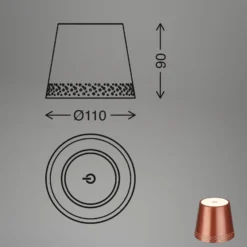LED-Akku-Flaschenlicht IP44 mit Dimmer, kupfer