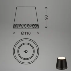 LED-Akku-Flaschenlicht IP44 mit Dimmer, schwarz