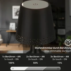LED-Akku-Flaschenlicht IP44 mit Dimmer, schwarz