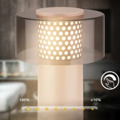 LED-Akkulampe Brilo unplugged Gila, anthrazit/beige 21 cm
