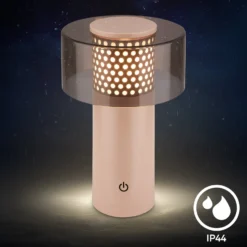 LED-Akkulampe Brilo unplugged Gila, anthrazit/beige 21 cm