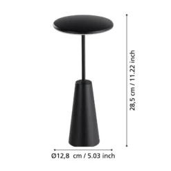 LED-Akkuleuchte Piccola, schwarz, Höhe 28cm, Metall, IP54