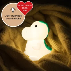 LED-Akku-Nachttischlampe Dinosauro, Dino, weiß, RGB, dimmbar