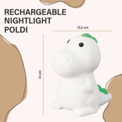 LED-Akku-Nachttischlampe Dinosauro, Dino, weiß, RGB, dimmbar