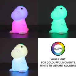 LED-Akku-Nachttischlampe Dinosauro, Dino, weiß, RGB, dimmbar