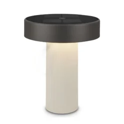 LED-Akku-Solar-Tischlampe Poga, altweiß/anthrazit, IP44