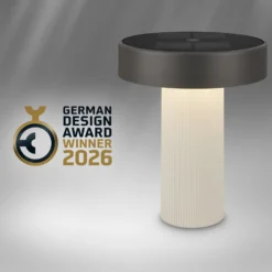 LED-Akku-Solar-Tischlampe Poga, altweiß/anthrazit, IP44