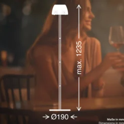 LED-Akku-Stehlampe Brilo unplugged Riffle, weiß, Touchdimmer