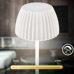 LED-Akku-Stehlampe Brilo unplugged Riffle, weiß, Touchdimmer