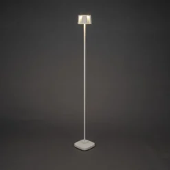 LED-Akku-Stehlampe Nice, weiß, Aluminium, IP54, Dimmer, CCT