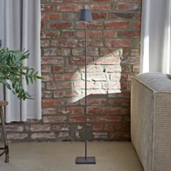 LED-Akku-Stehlampe Nuindie IP54 120 cm rund USB-C grafit