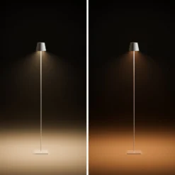 LED-Akku-Stehlampe Nuindie IP54 120 cm rund USB-C schneeweiß