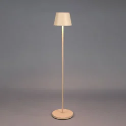 LED-Akku-Stehlampe Pomezia, sandfarben, 124 cm, IP54, USB