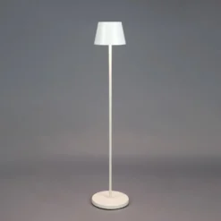 LED-Akku-Stehlampe Pomezia, weiß, 124 cm, IP54, USB