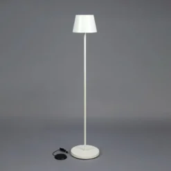 LED-Akku-Stehlampe Pomezia, weiß, 124 cm, IP54, USB