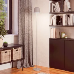 LED-Akku-Terrassenlampe Mannera-L, grau, Höhe 140 cm, Metall