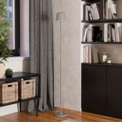 LED-Akku-Terrassenlampe Mannera-L, grau, Höhe 140 cm, Metall