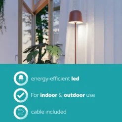 LED-Akku-Terrassenlampe Mannera-L, rostfarben, Höhe 140 cm