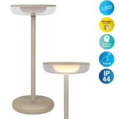 LED-Akku-Terrassenleuchte Pasi beige Höhe 26 cm Metall Touch