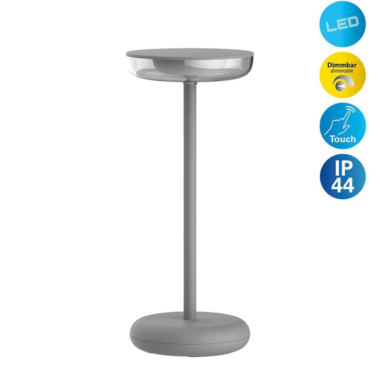 LED-Akku-Terrassenleuchte Pasi, Höhe 26 cm Metall Touch