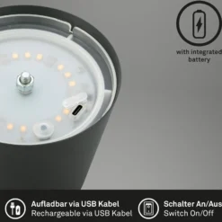 LED-Akku-Tischlampe 7508015, anthrazit 2.700 K IP44 Touchdim