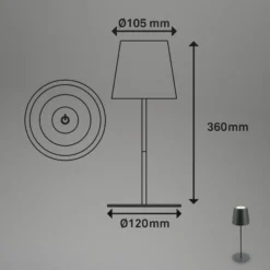 LED-Akku-Tischlampe 7508015, anthrazit 2.700 K IP44 Touchdim