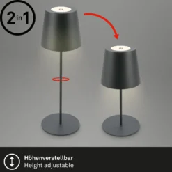 LED-Akku-Tischlampe 7508015, anthrazit 2.700 K IP44 Touchdim
