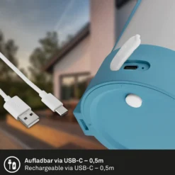 LED-Akku-Tischlampe ASA, taubenblau, Höhe 15,5 cm, IP44