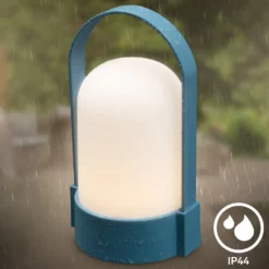 LED-Akku-Tischlampe ASA, taubenblau, Höhe 15,5 cm, IP44