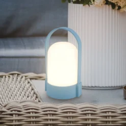 LED-Akku-Tischlampe ASA, taubenblau, Höhe 15,5 cm, IP44