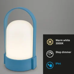 LED-Akku-Tischlampe ASA, taubenblau, Höhe 15,5 cm, IP44