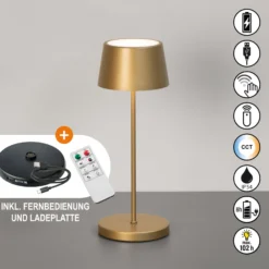 LED-Akku-Tischlampe Asena Pro bronzefarben 30 cm Metall IP54