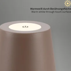 LED-Akku-Tischlampe 7508012, braun, 2.700 K IP44 Touchdimmer