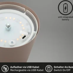 LED-Akku-Tischlampe 7508012, braun, 2.700 K IP44 Touchdimmer