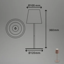 LED-Akku-Tischlampe 7508012, braun, 2.700 K IP44 Touchdimmer