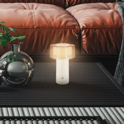 LED-Akku-Tischlampe Brilo unplugged Gila, braun/grau, 21 cm