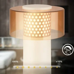 LED-Akku-Tischlampe Brilo unplugged Gila, braun/grau, 21 cm