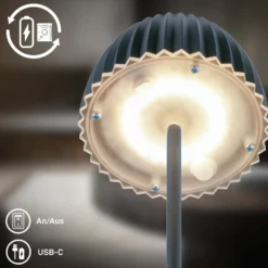 LED-Akku-Tischlampe Brilo unplugged Riffle, 36 cm, anthrazit