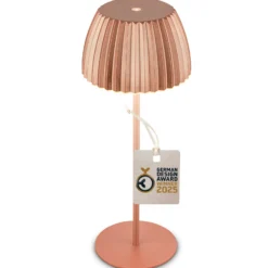 LED-Akku-Tischlampe Brilo unplugged Riffle, 36 cm, kupfer
