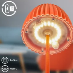 LED-Akku-Tischlampe Brilo unplugged Riffle, 20 cm, orange