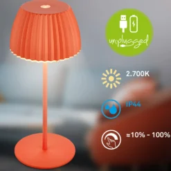 LED-Akku-Tischlampe Brilo unplugged Riffle, 20 cm, orange