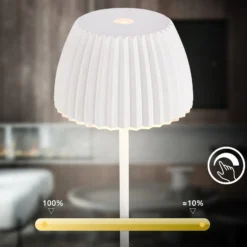 LED-Akku-Tischlampe Brilo unplugged Riffle, 20 cm, weiß