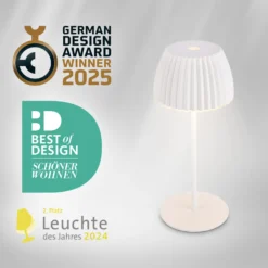 LED-Akku-Tischlampe Brilo unplugged Riffle, 20 cm, weiß