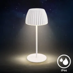LED-Akku-Tischlampe Brilo unplugged Riffle, 20 cm, weiß