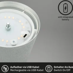 LED-Akku-Tischlampe 7508014 chrom matt 2.700 K IP44 Touchdim